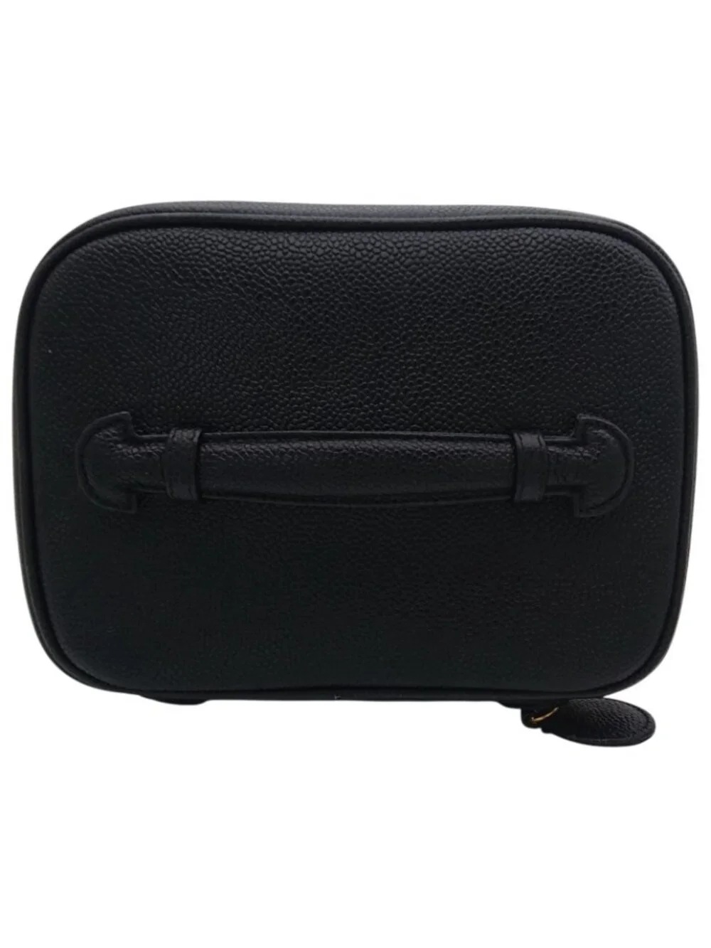 Chanel Vanity Bag Caviar Leather CC Logo Black Gold